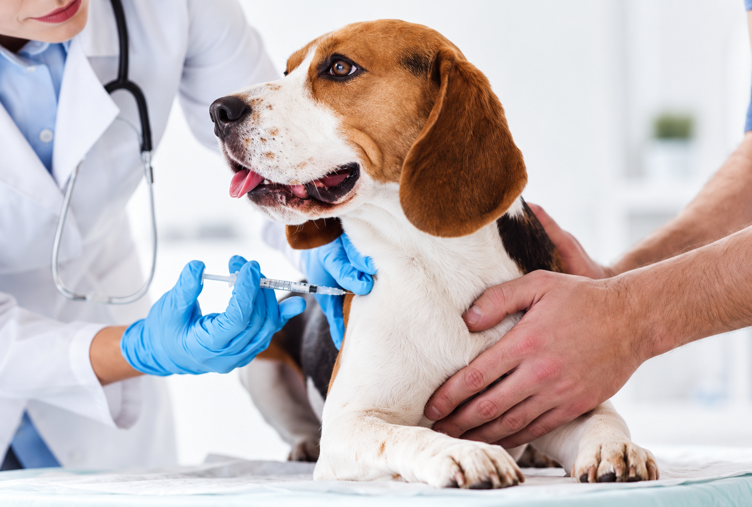 Veterinary team providing gentle care to a dog